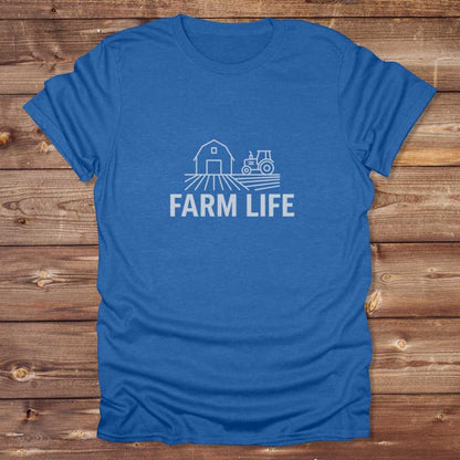 Blue Farm Life T-Shirt for Outdoor People, Horse Riders Tee, Barn Wear Tee