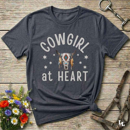 gray Cowgirl at Heart T-Shirt, Essential Barn Tee for Horse Lovers, Equestrian Apparel.