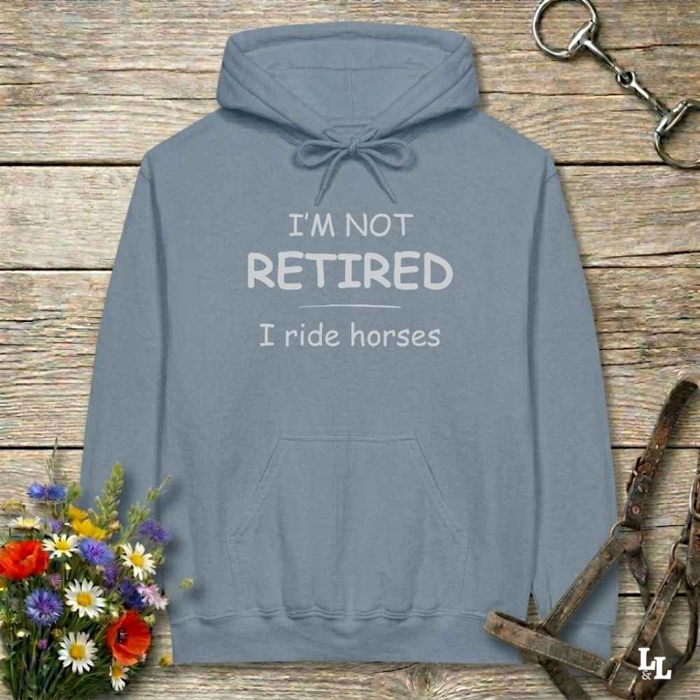 blue  I'm Not Retired I Ride Horses Hoodie for Horse Riders, Equestrian Cozy Hoodie, perfect gift for horse lovers
