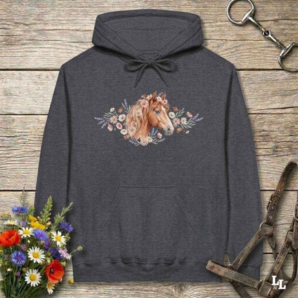 gray Wild and Free Hoodie for Horse Riders, Equestrian Hoodie Cozy Barn Wear, perfect gift for horse lovers