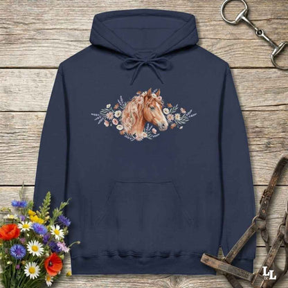 navy blue Wild and Free Hoodie for Horse Riders, Equestrian Hoodie Cozy Barn Wear, perfect gift for horse lovers