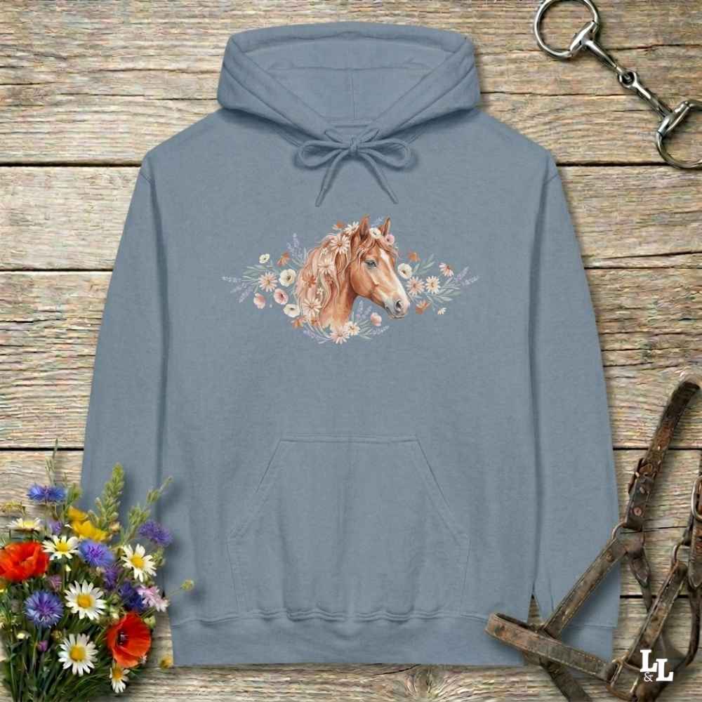 blue Wild and Free Hoodie for Horse Riders, Equestrian Hoodie Cozy Barn Wear, perfect gift for horse lovers