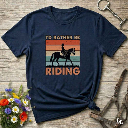 navy blue I'd Rather be Riding T-Shirt for Horse Riders, Trail Riding Tee, perfect gift for horse lovers