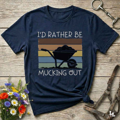 navy blue   I'd Rather be Mucking Out T-Shirt for Horse Lovers, Barn Yard Tee, great gift for horse lover