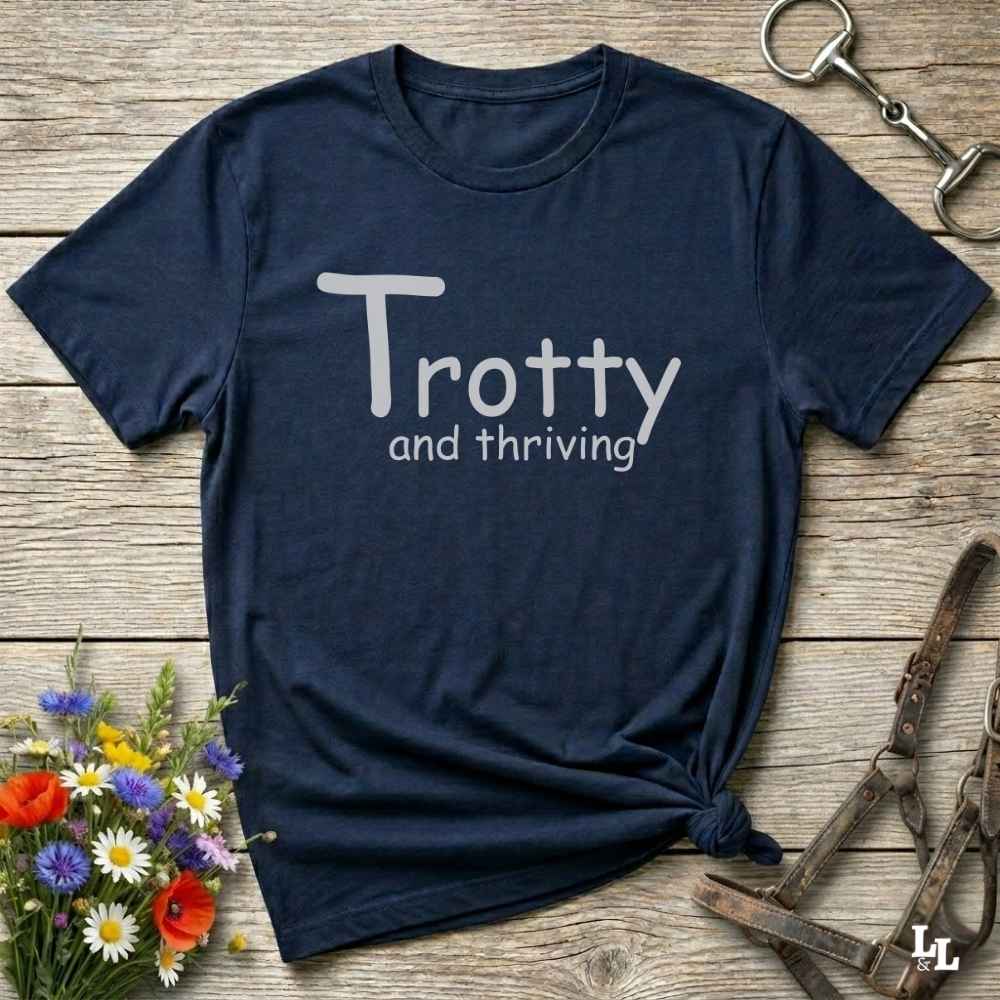 navy blue  Trotty and Thriving T-Shirt for Horse Lovers, Trail Riding Tee Equestrian Top, perfect gift for horse lovers, mothers day gift