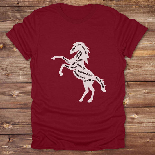 Fun western t-shirt for horse lovers and cowgirls. Western cowgirl graphic tee with horse design. Cowboy humor t-shirt for rodeo and country lovers. Horse lover funny t-shirt with western theme. Country style horse graphic tee for cowboys and cowgirls. Retro style funny western shirt for equestrians. Cute and funny country shirt with horse print. Southern cowgirl funny quote shirt for horse lovers. Wild and free horse.