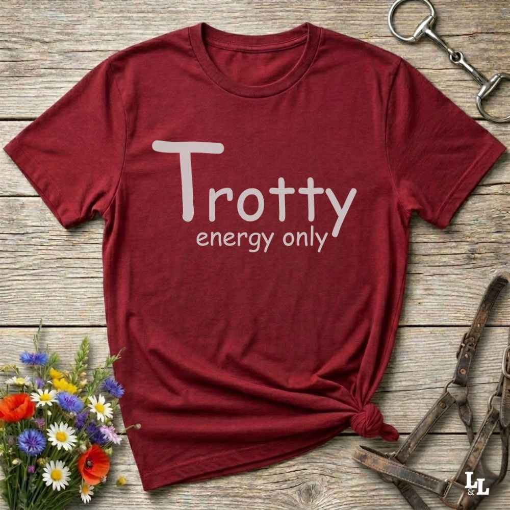 red Trotty Energy Only T-Shirt for Horse Lovers, Trail Riding Tee Equestrian Wear, perfect gift for horse rider, mothers day present, fathers day present, xmas gift