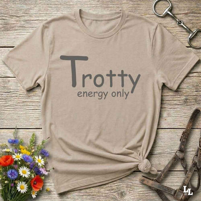 beige Trotty Energy Only T-Shirt for Horse Lovers, Trail Riding Tee Equestrian Wear, perfect gift for horse rider, mothers day present, fathers day present, xmas gift