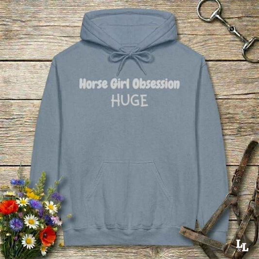 blue Horse Girl Obsession Hoodie for Horse Lovers, Cozy Equestrian Hoodie for Barn Wear, perfect gift for horse riders, mothers day gift for horse lovers, Xmas gift for horse lovers and riders