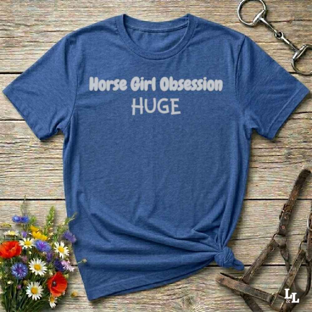 blue Horse Girl Obsession T-Shirt for Horse Lovers, Trail Riding Tee, Equestrian Wear, perfect gift for horse riders, birthday present for horse lovers, mothers day gift for horse lovers, xmas gift for horse riders