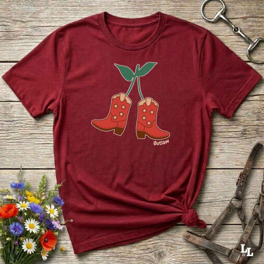 Red Cherry Cowboy Boots T-Shirt for Horse Lovers, Equestrian Wear, Perfect gift for Horse Riders, horse girl shirt, horse mom shirt, horse lover, horse girl, Funny horse lover gifts, Funny horse shirts, Horse girl gifts, Equestrian graphic tees, fathers day gift, Sarcastic horse shirt