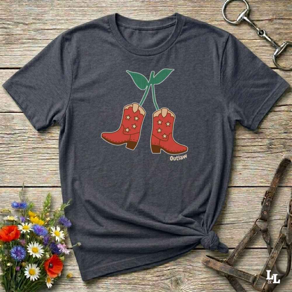 Gray Cherry Cowboy Boots T-Shirt for Horse Lovers, Equestrian Wear, Perfect gift for Horse Riders, horse girl shirt, horse mom shirt, horse lover, horse girl, Funny horse lover gifts, Funny horse shirts, Horse girl gifts, Equestrian graphic tees, fathers day gift, Sarcastic horse shirt