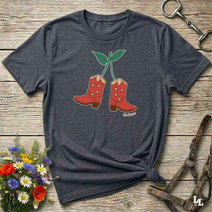 Gray Cherry Cowboy Boots T-Shirt for Horse Lovers, Equestrian Wear, Perfect gift for Horse Riders, horse girl shirt, horse mom shirt, horse lover, horse girl, Funny horse lover gifts, Funny horse shirts, Horse girl gifts, Equestrian graphic tees, fathers day gift, Sarcastic horse shirt