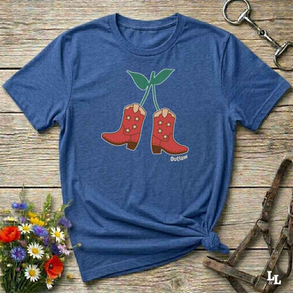 Blue Cherry Cowboy Boots T-Shirt for Horse Lovers, Equestrian Wear, Perfect gift for Horse Riders, horse girl shirt, horse mom shirt, horse lover, horse girl, Funny horse lover gifts, Funny horse shirts, Horse girl gifts, Equestrian graphic tees, fathers day gift, Sarcastic horse shirt