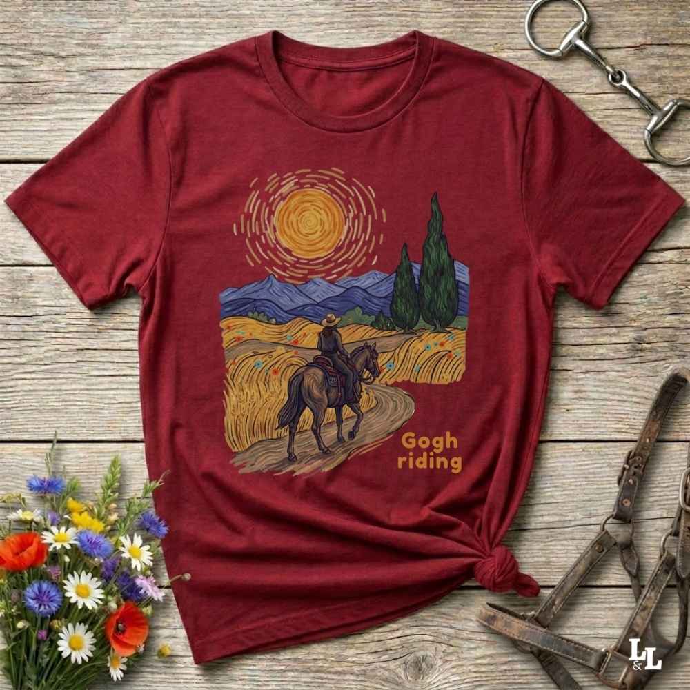 red Gogh Riding T-Shirt for Horse Lovers, Horse Mom Shirt, Equestrian Wear, everyday barn wear, horse girl shirt, fathers day gift, mothers day