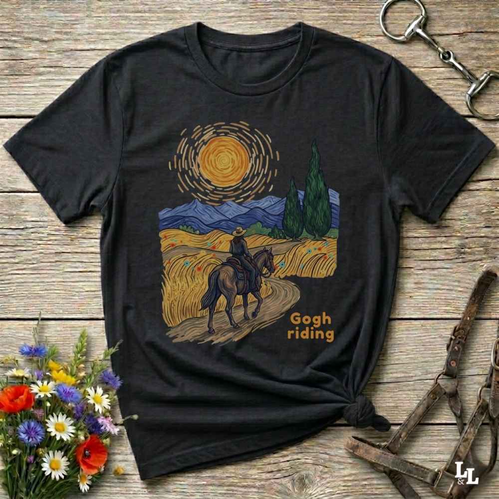 Black Gogh Riding T-Shirt for Horse Lovers, Horse Mom Shirt, Equestrian Wear, everyday barn wear, horse girl shirt, fathers day gift, mothers day