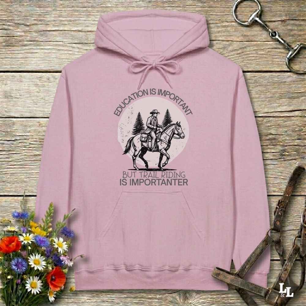 Pink Education is Important Hoodie for Horse Lovers, Perfect gift for Horse Rider, horse girl hoodie, horse mom hoodie, horse lover, horse girl, Funny horse lover gifts, Funny horse hoodies, Horse girl gifts, Equestrian graphic hoodies, fathers day gift, Sarcastic horse hoodie