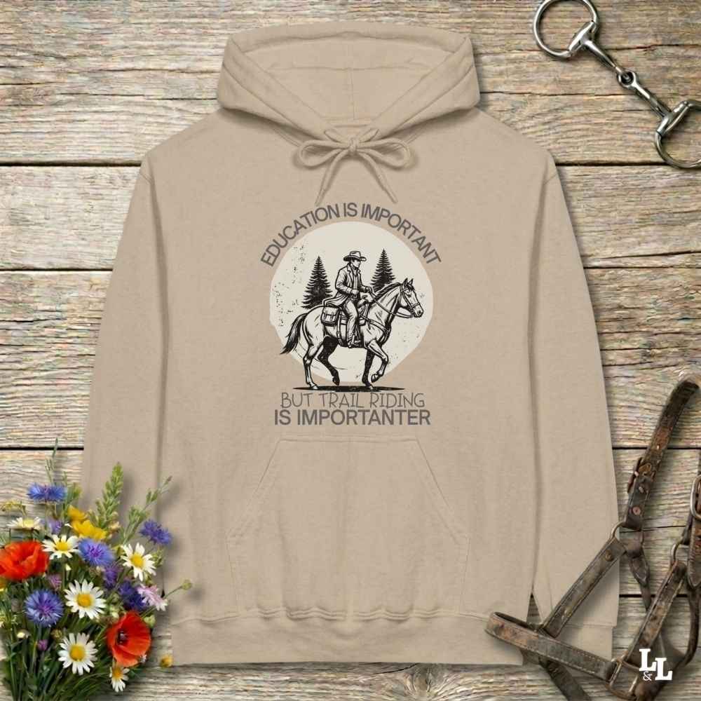 Sand beige Education is Important Hoodie for Horse Lovers, Perfect gift for Horse Rider, horse girl hoodie, horse mom hoodie, horse lover, horse girl, Funny horse lover gifts, Funny horse hoodies, Horse girl gifts, Equestrian graphic hoodies, fathers day gift, Sarcastic horse hoodie