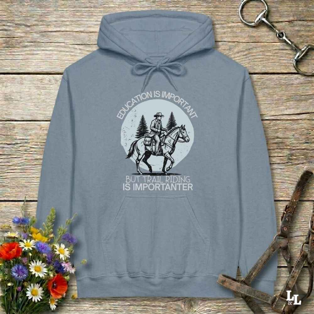 Blue Education is Important Hoodie for Horse Lovers, Perfect gift for Horse Rider, horse girl hoodie, horse mom hoodie, horse lover, horse girl, Funny horse lover gifts, Funny horse hoodies, Horse girl gifts, Equestrian graphic hoodies, fathers day gift, Sarcastic horse hoodie