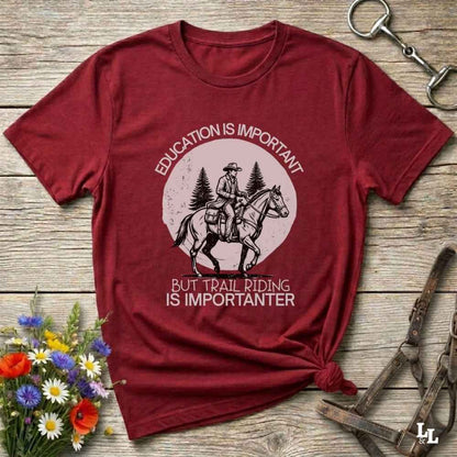 Red Education is Important T-Shirt for Horse Lovers, Equestrian Wear Short Tee, horse girl shirt, horse mom shirt, horse lover, horse girl, Funny horse lover gifts, Funny horse shirts, Horse girl gifts, Equestrian graphic tees, fathers day gift, Sarcastic horse shirt