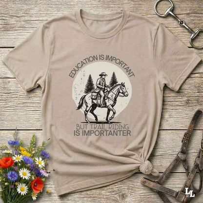 Sand beige Education is Important T-Shirt for Horse Lovers, Equestrian Wear Short Tee, horse girl shirt, horse mom shirt, horse lover, horse girl, Funny horse lover gifts, Funny horse shirts, Horse girl gifts, Equestrian graphic tees, fathers day gift, Sarcastic horse shirt