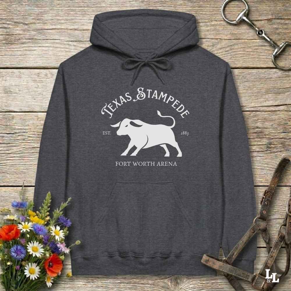 gray  Texas Stampede Hoodie, Western Style Wear, Mens Hoodies Western, Cowgirl Sweatshirts