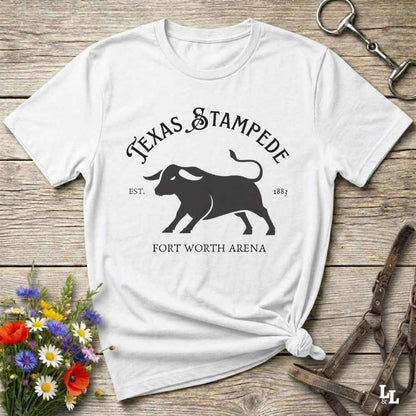white Fun western t-shirt for horse lovers and cowgirls. Western cowgirl graphic tee with horse design. Cowboy humor t-shirt for rodeo and country lovers. Horse lover funny t-shirt with western theme. Country style horse graphic tee for cowboys and cowgirls. Retro style funny western shirt for equestrians. Cute and funny country shirt with horse print. Southern cowgirl funny quote shirt for horse lovers. Texas stampede Fort Worth Arena.