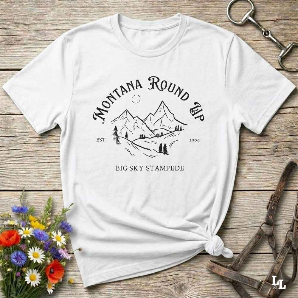 Fun western t-shirt for horse lovers and cowgirls. Western cowgirl graphic tee with horse design. Cowboy humor t-shirt for rodeo and country lovers. Horse lover funny t-shirt with western theme. Country style horse graphic tee for cowboys and cowgirls. Retro style funny western shirt for equestrians. Cute and funny country shirt with horse print. Southern cowgirl funny quote shirt for horse lovers. Montana round up big sky stampede.