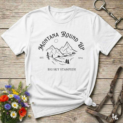 Fun western t-shirt for horse lovers and cowgirls. Western cowgirl graphic tee with horse design. Cowboy humor t-shirt for rodeo and country lovers. Horse lover funny t-shirt with western theme. Country style horse graphic tee for cowboys and cowgirls. Retro style funny western shirt for equestrians. Cute and funny country shirt with horse print. Southern cowgirl funny quote shirt for horse lovers. Montana round up big sky stampede.