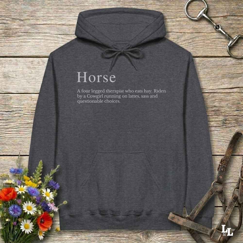 gray Horse Definition Hoodie for Horse Lovers, Barn Wear Equestrian Apparel