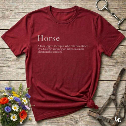 red Definition of a Horse. Cowgirl T-Shirt. Funny t-shirt, western tees.
