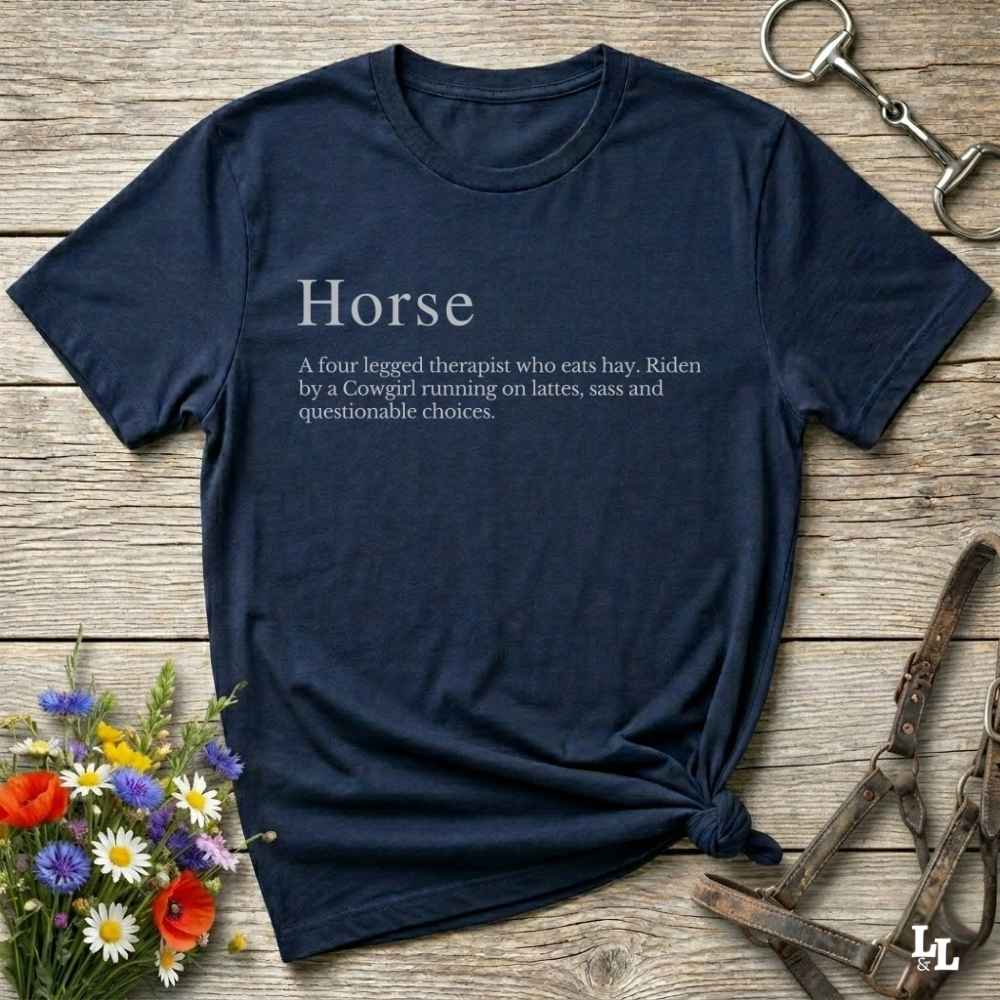 navy blue Definition of a Horse. Cowgirl T-Shirt. Funny t-shirt, western tees.