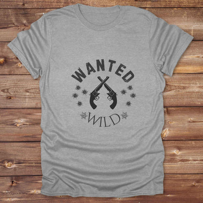 Fun western t-shirt for horse lovers and cowgirls. Western cowgirl graphic tee with horse design. Cowboy humor t-shirt for rodeo and country lovers. Horse lover funny t-shirt with western theme. Country style horse graphic tee for cowboys and cowgirls. Retro style funny western shirt for equestrians. Cute and funny country shirt with horse print. Southern cowgirl funny quote shirt for horse lovers. Wanted and wild.