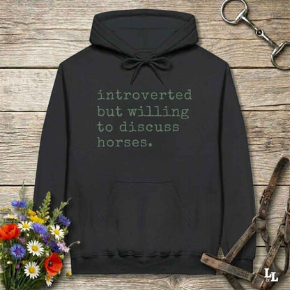 black horse girl hoodie, Introverted but Willing to discuss, horse mom hoodie, horse lover, horse girl, Funny horse lover gifts, Funny horse hoodies, Horse girl gifts, Equestrian graphic hoodies, fathers day gift, Sarcastic horse hoodie