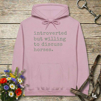 pink horse girl hoodie, Introverted but Willing to discuss, horse mom hoodie, horse lover, horse girl, Funny horse lover gifts, Funny horse hoodies, Horse girl gifts, Equestrian graphic hoodies, fathers day gift, Sarcastic horse hoodie