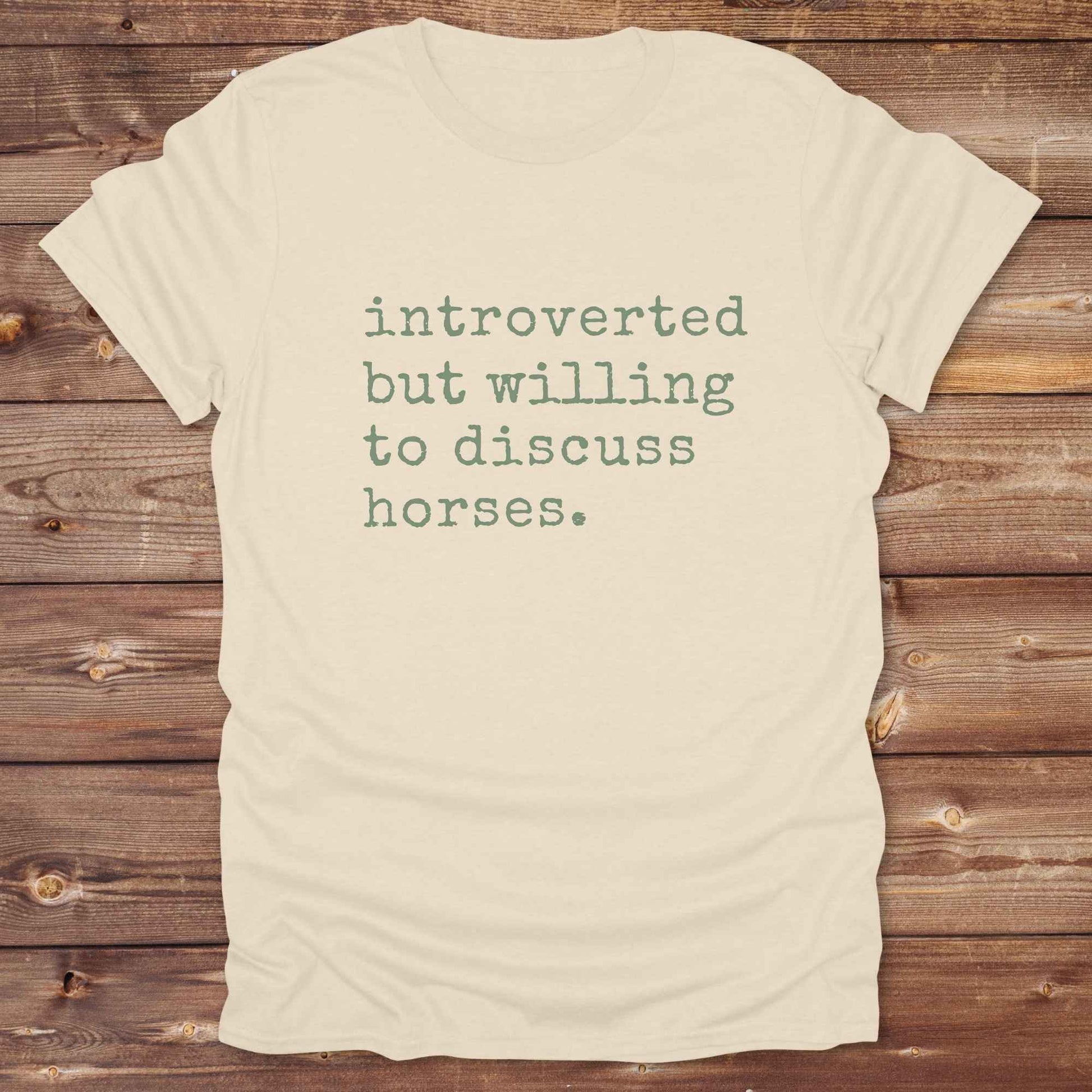 Fun western t-shirt for horse lovers and cowgirls. Western cowgirl graphic tee with horse design. Cowboy humor t-shirt for rodeo and country lovers. Horse lover funny t-shirt with western theme. Country style horse graphic tee for cowboys and cowgirls. Retro style funny western shirt for equestrians. Cute and funny country shirt with horse print. Southern cowgirl funny quote shirt for horse lovers. Introverted but willing to discuss horses.