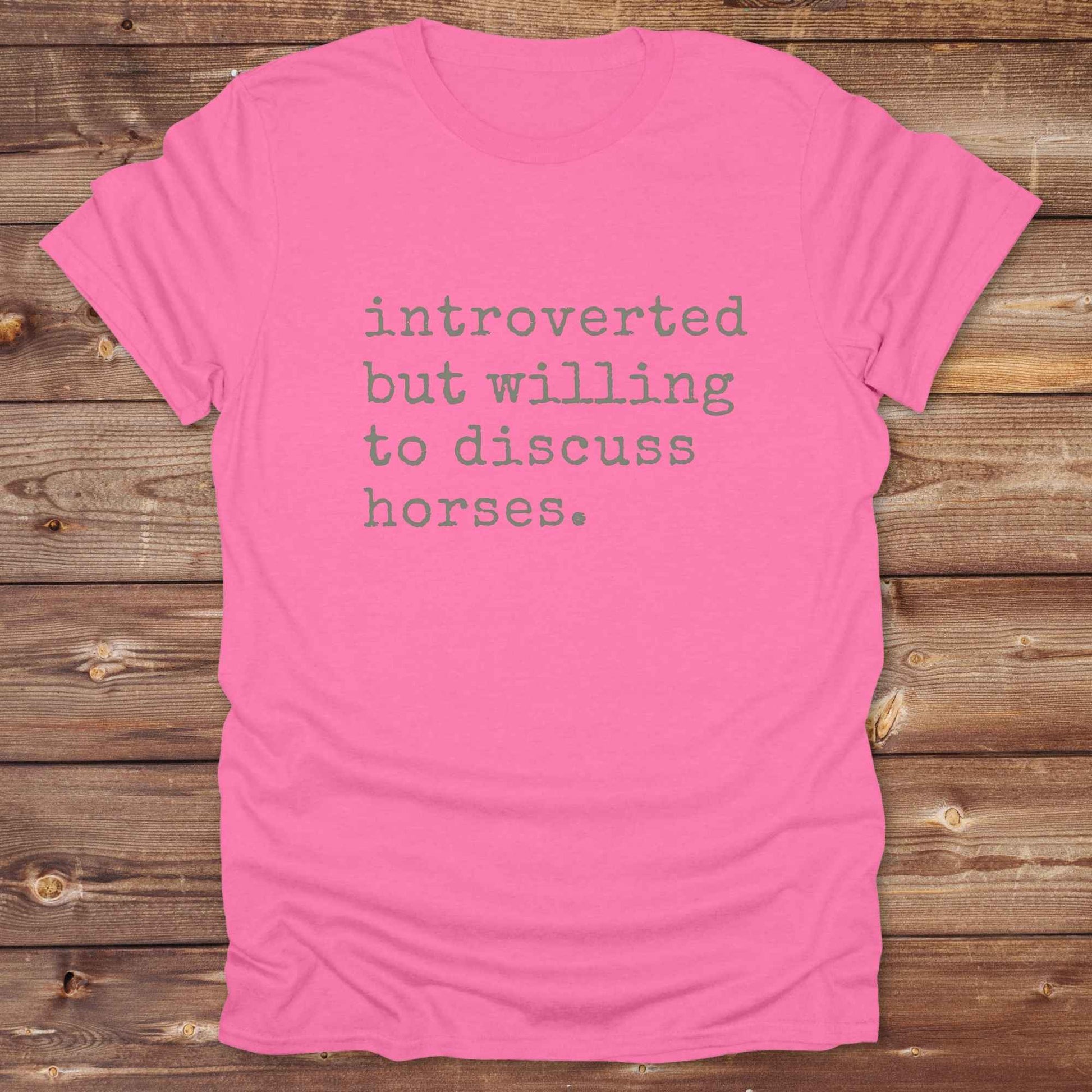 Fun western t-shirt for horse lovers and cowgirls. Western cowgirl graphic tee with horse design. Cowboy humor t-shirt for rodeo and country lovers. Horse lover funny t-shirt with western theme. Country style horse graphic tee for cowboys and cowgirls. Retro style funny western shirt for equestrians. Cute and funny country shirt with horse print. Southern cowgirl funny quote shirt for horse lovers. Introverted but willing to discuss horses.