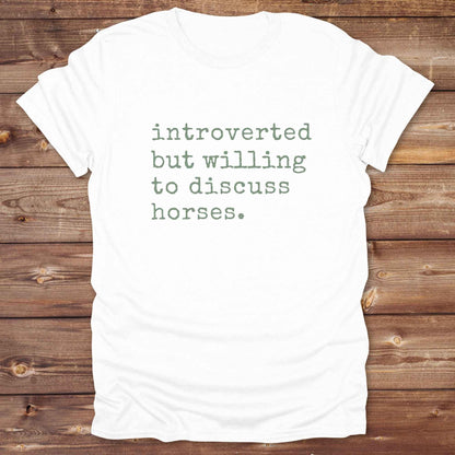 Fun western t-shirt for horse lovers and cowgirls. Western cowgirl graphic tee with horse design. Cowboy humor t-shirt for rodeo and country lovers. Horse lover funny t-shirt with western theme. Country style horse graphic tee for cowboys and cowgirls. Retro style funny western shirt for equestrians. Cute and funny country shirt with horse print. Southern cowgirl funny quote shirt for horse lovers. Introverted but willing to discuss horses.