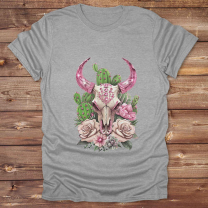 Fun western t-shirt for horse lovers and cowgirls. Western cowgirl graphic tee with horse design. Cowboy humor t-shirt for rodeo and country lovers. Horse lover funny t-shirt with western theme. Country style horse graphic tee for cowboys and cowgirls. Retro style funny western shirt for equestrians. Cute and funny country shirt with horse print. Southern cowgirl funny quote shirt for horse lovers. Pink Glam Longhorn Skull boho style.