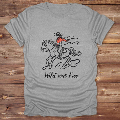 Fun western t-shirt for horse lovers and cowgirls. Western cowgirl graphic tee with horse design. Cowboy humor t-shirt for rodeo and country lovers. Horse lover funny t-shirt with western theme. Country style horse graphic tee for cowboys and cowgirls. Retro style funny western shirt for equestrians. Cute and funny country shirt with horse print. Southern cowgirl funny quote shirt for horse lovers. Wild and Free.