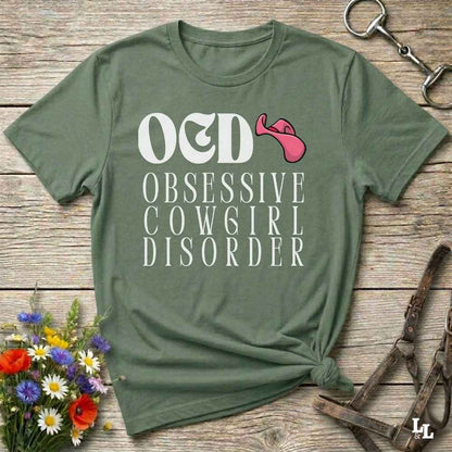 Fun western t-shirt for horse lovers and cowgirls. Western cowgirl graphic tee with horse design. Cowboy humor t-shirt for rodeo and country lovers. Horse lover funny t-shirt with western theme. Country style horse graphic tee for cowboys and cowgirls. Retro style funny western shirt for equestrians. Cute and funny country shirt with horse print. Southern cowgirl funny quote shirt for horse lovers. OCD Cowgirl.