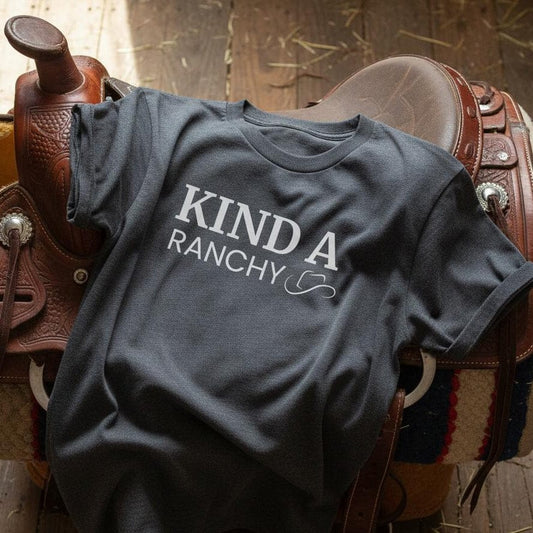 flay lay Kind A Ranchy T-Shirt, Fun Tee for Horse Lover, Equestrian Tee Shirt