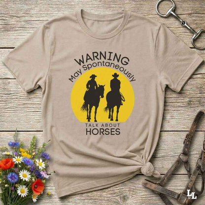 beige Warning may Spontaneously talk about Horses Tee. Horse Rider T-Shirt Barn Essential Tee