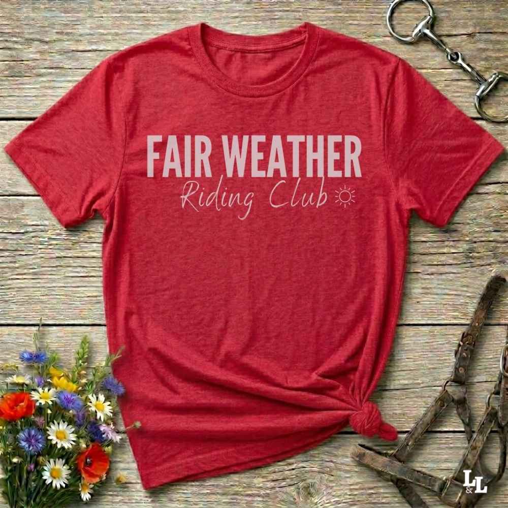 red Fair Weather Riding Club Tee. Horse Rider T-Shirt. Western Graphic Tee.