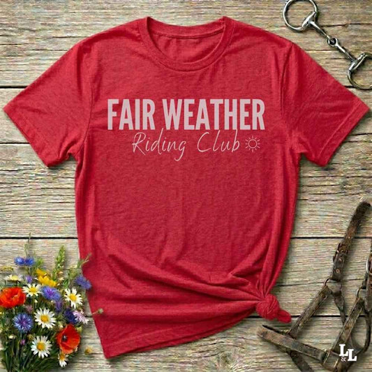 red Fair Weather Riding Club Tee. Horse Rider T-Shirt. Western Graphic Tee.