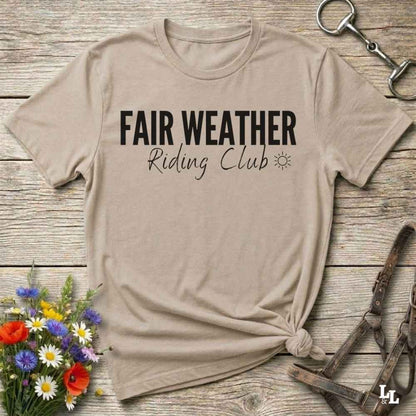 beige Fair Weather Riding Club Tee. Horse Rider T-Shirt. Western Graphic Tee.