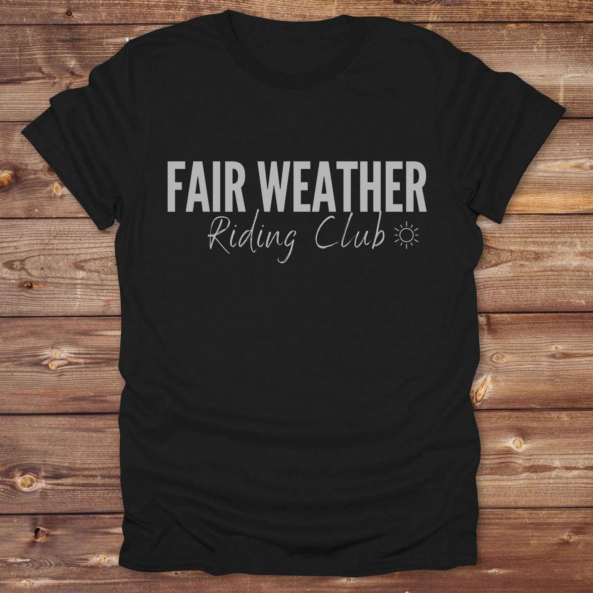 black Fair Weather Riding Club Tee. Horse Rider T-Shirt. Western Graphic Tee.