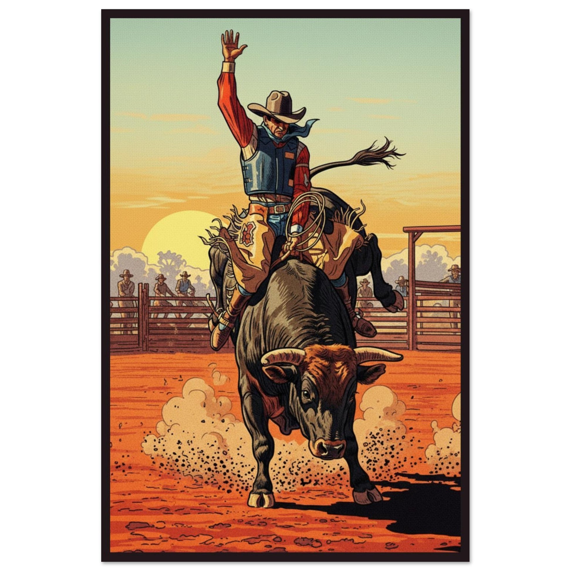 Southwestern Bull Rider Print, Western Art for Horse Lovers, Rustic Cowboy Art