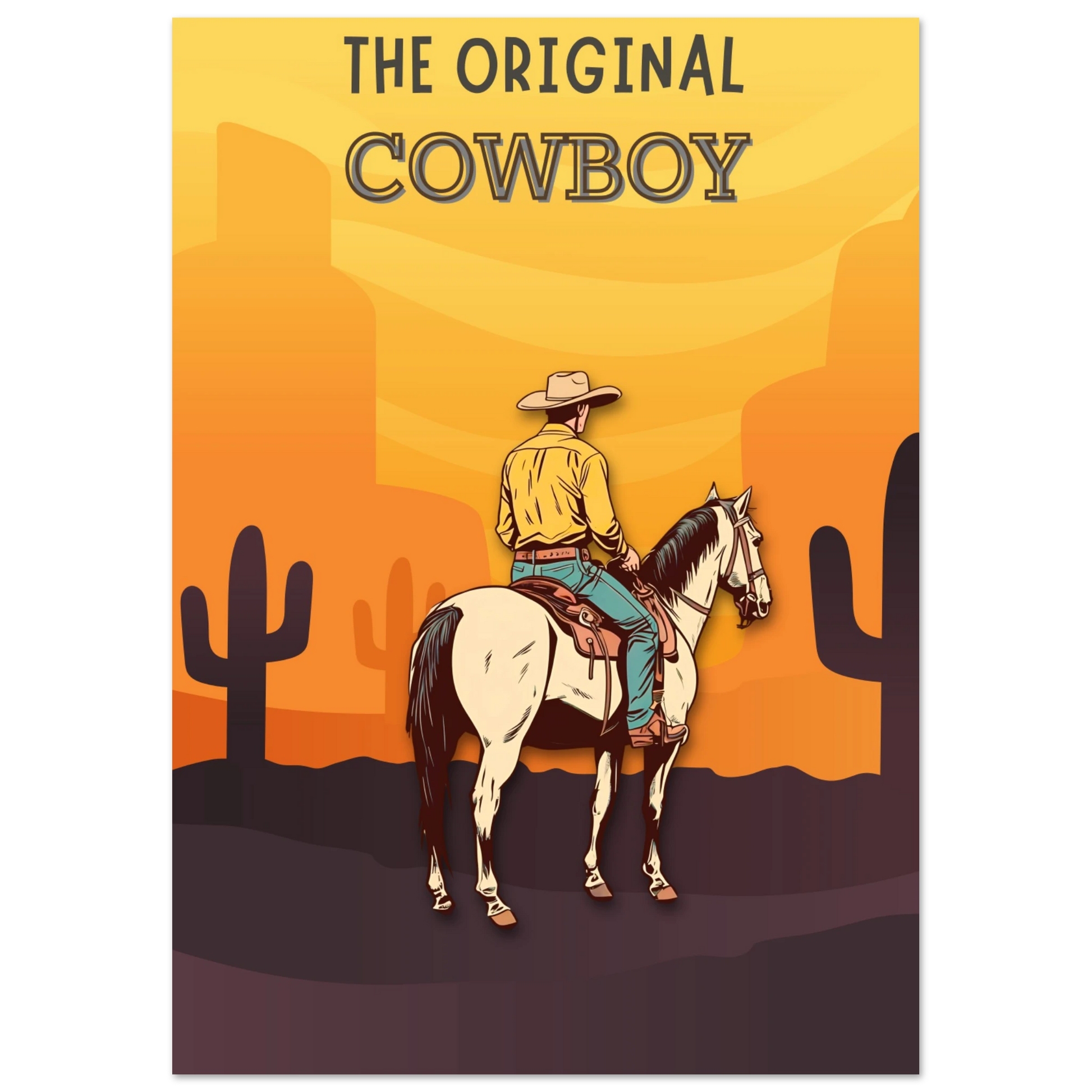 Designed for fans of country decor and cowboy lifestyle, this rustic western print complements any room. #RusticCowboy #HorseLoverArt 