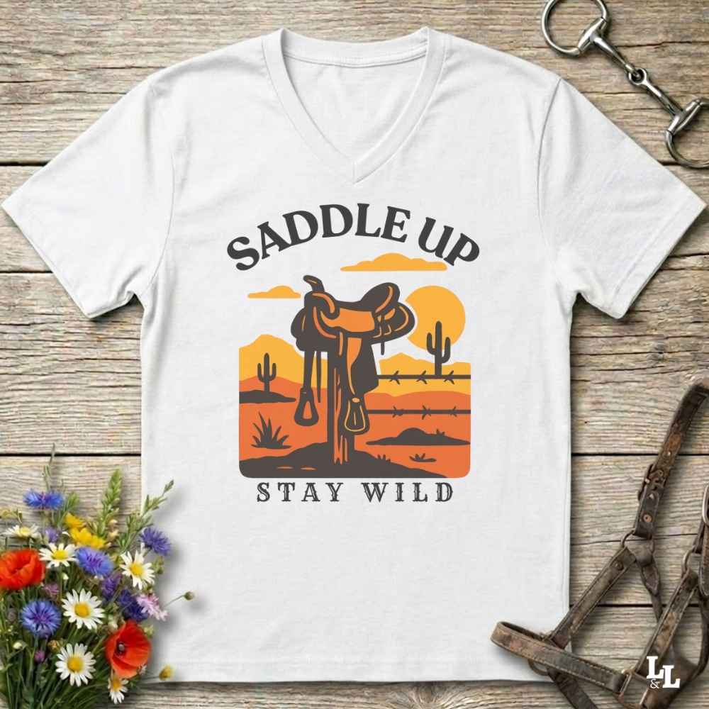Saddle Up Stay Wild V-Neck Tee